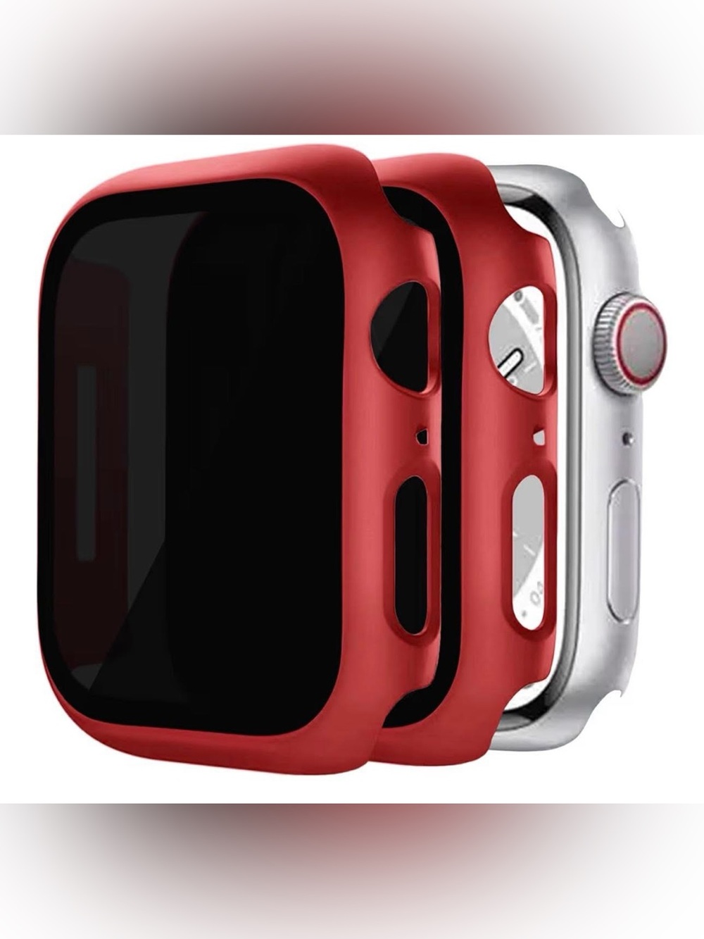 Apple Watch Privacy Screen Tempered Glass Cover for Apple Watch, 2 Pack, Red
